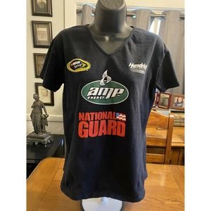 Chase Authentics Amp Dale Earnhardt Jr 88 Nascar Shirt Women’s Sz L Black V Neck